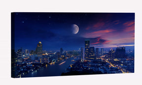 City Lights Moon Canvas Art