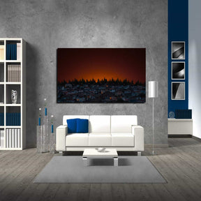 City Of Lights Houses Dark Evening Canvas Art