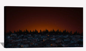 City Of Lights Houses Dark Evening Canvas Art