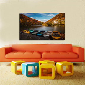 Colored Row Boats Canvas Art