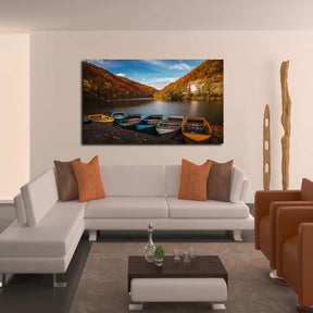 Colored Row Boats Canvas Art