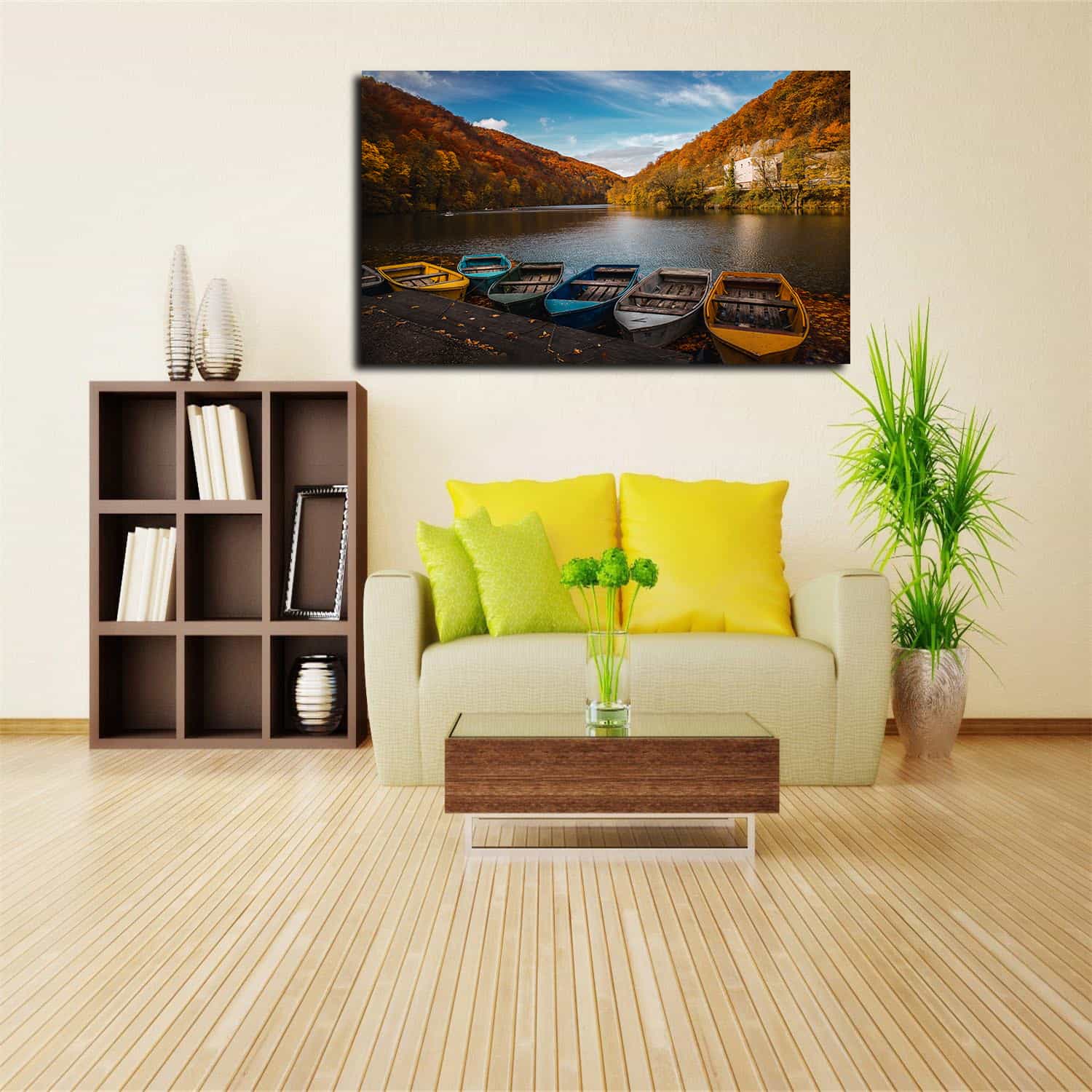 Colored Row Boats Canvas Art
