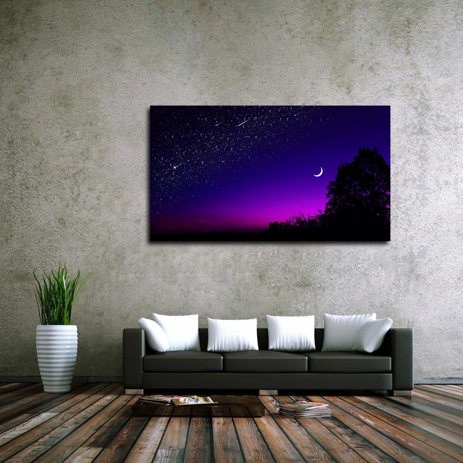 Dark Night Purplel Sky Canvas Art