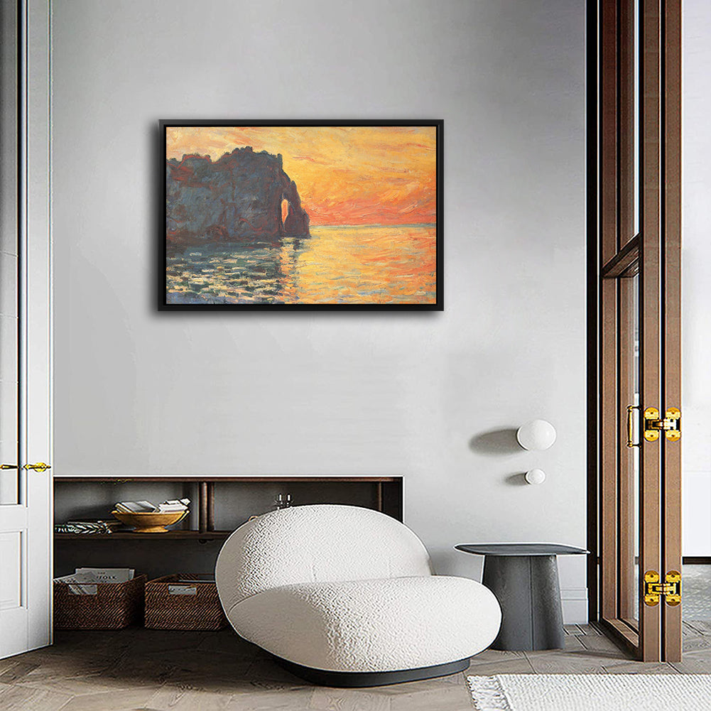 Etretat Cliff Of D Aval Sunset Canvas Art