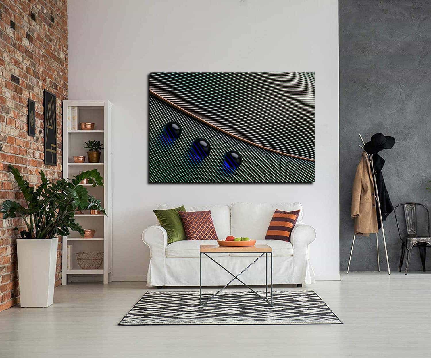 Feather Water Droplets Canvas Art