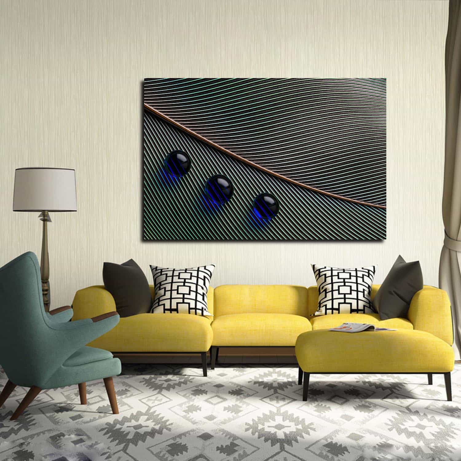 Feather Water Droplets Canvas Art