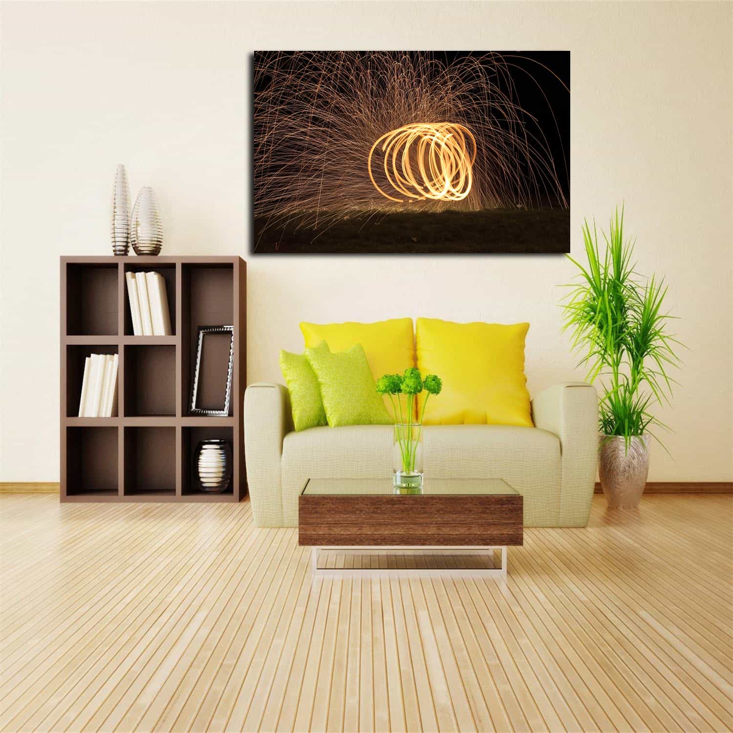 Fire Wire Wool Canvas Art