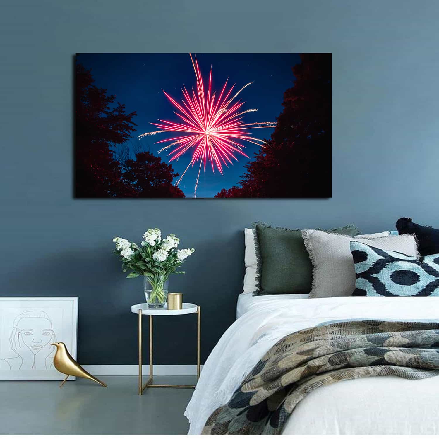 Firework Lake Canvas Art