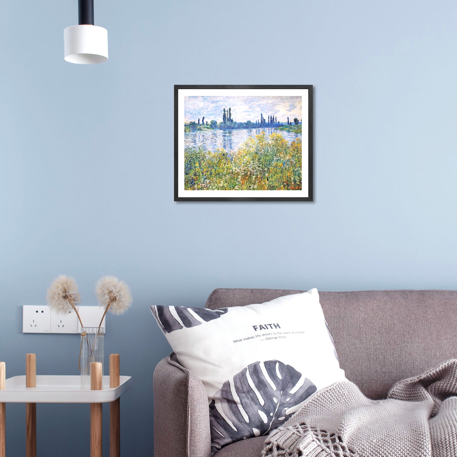 Claude Monet Wall Art Flowers On The Banks Of Seine Near Vetheuil Poster Framed