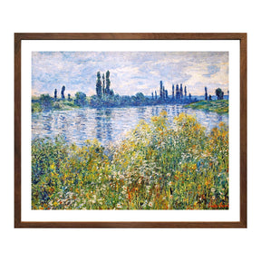 Claude Monet Wall Art Flowers On The Banks Of Seine Near Vetheuil Poster Framed
