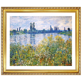 Claude Monet Wall Art Flowers On The Banks Of Seine Near Vetheuil Poster Framed