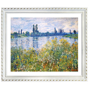 Claude Monet Wall Art Flowers On The Banks Of Seine Near Vetheuil Poster Framed
