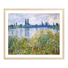 Claude Monet Wall Art Flowers On The Banks Of Seine Near Vetheuil Poster Framed