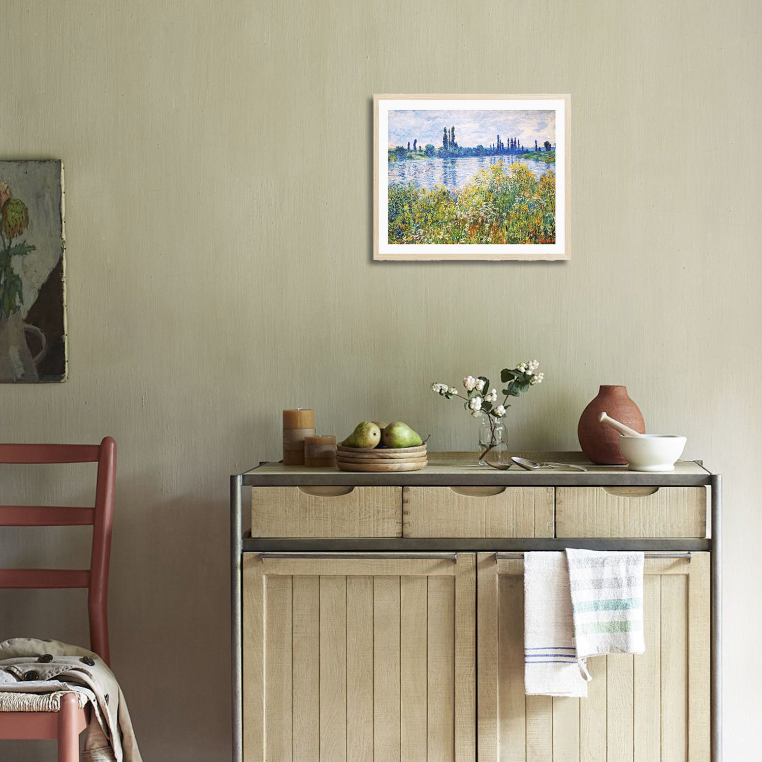 Claude Monet Wall Art Flowers On The Banks Of Seine Near Vetheuil Poster Framed