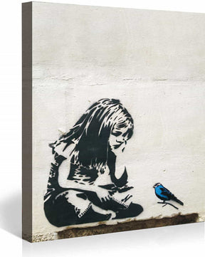 Girl With Blue Bird Canvas Art