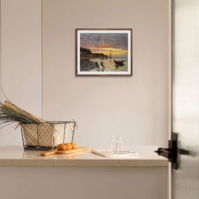 Claude Monet Wall Art Hauling A Boat Ashore Honfleur Poster Framed