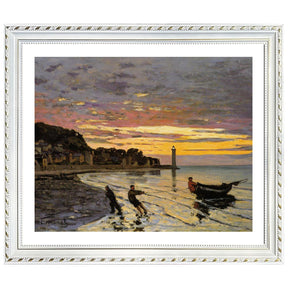 Claude Monet Wall Art Hauling A Boat Ashore Honfleur Poster Framed