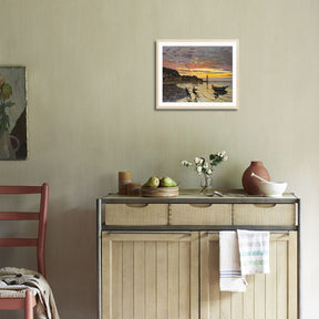 Claude Monet Wall Art Hauling A Boat Ashore Honfleur Poster Framed