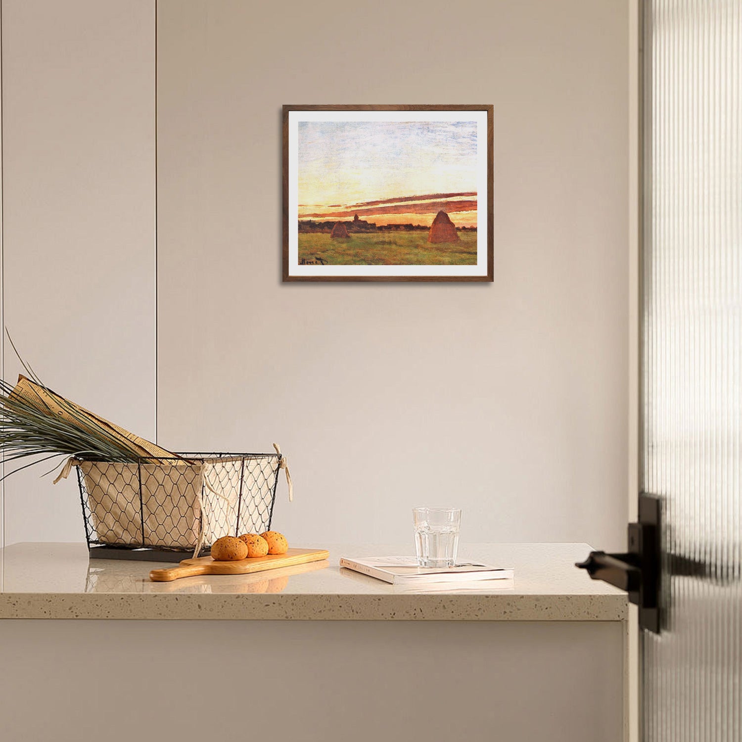 Claude Monet Wall Art Haystacks At Chailly Poster Framed