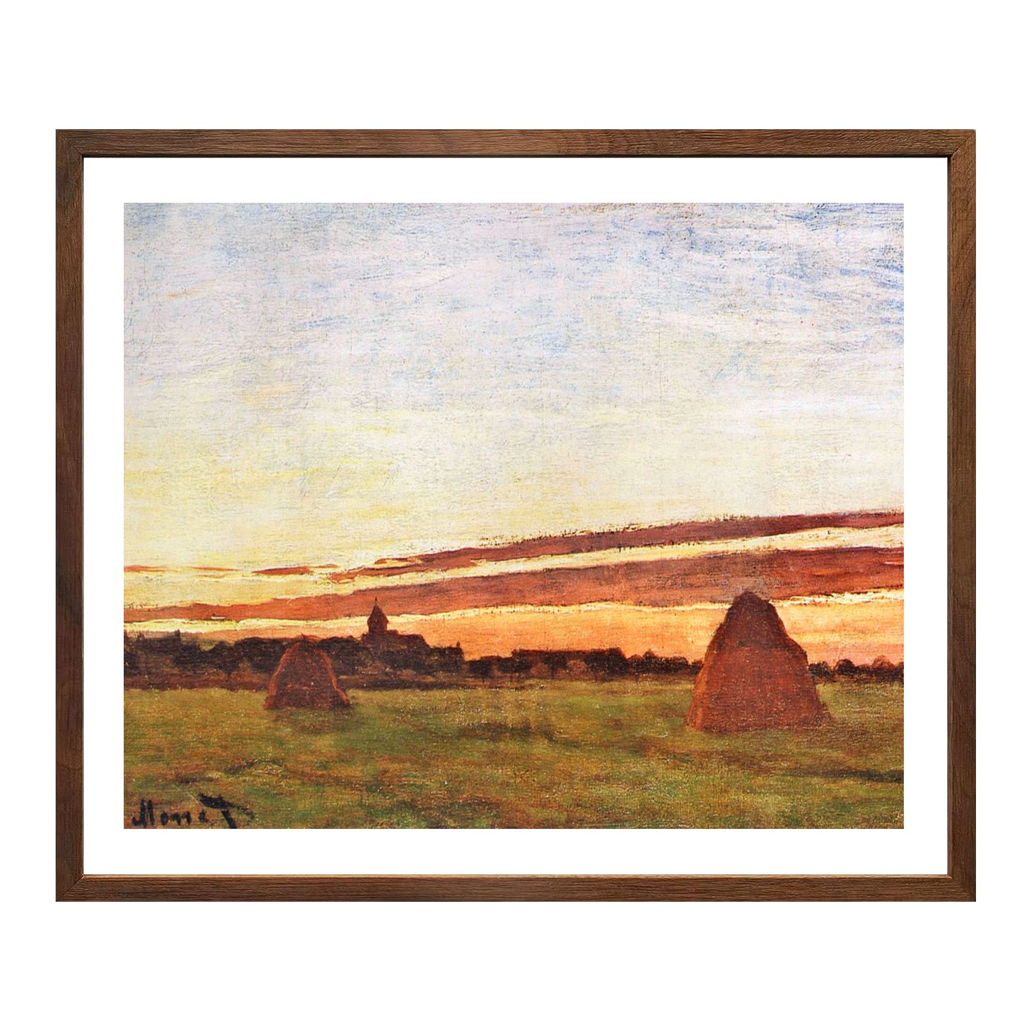 Claude Monet Wall Art Haystacks At Chailly Poster Framed