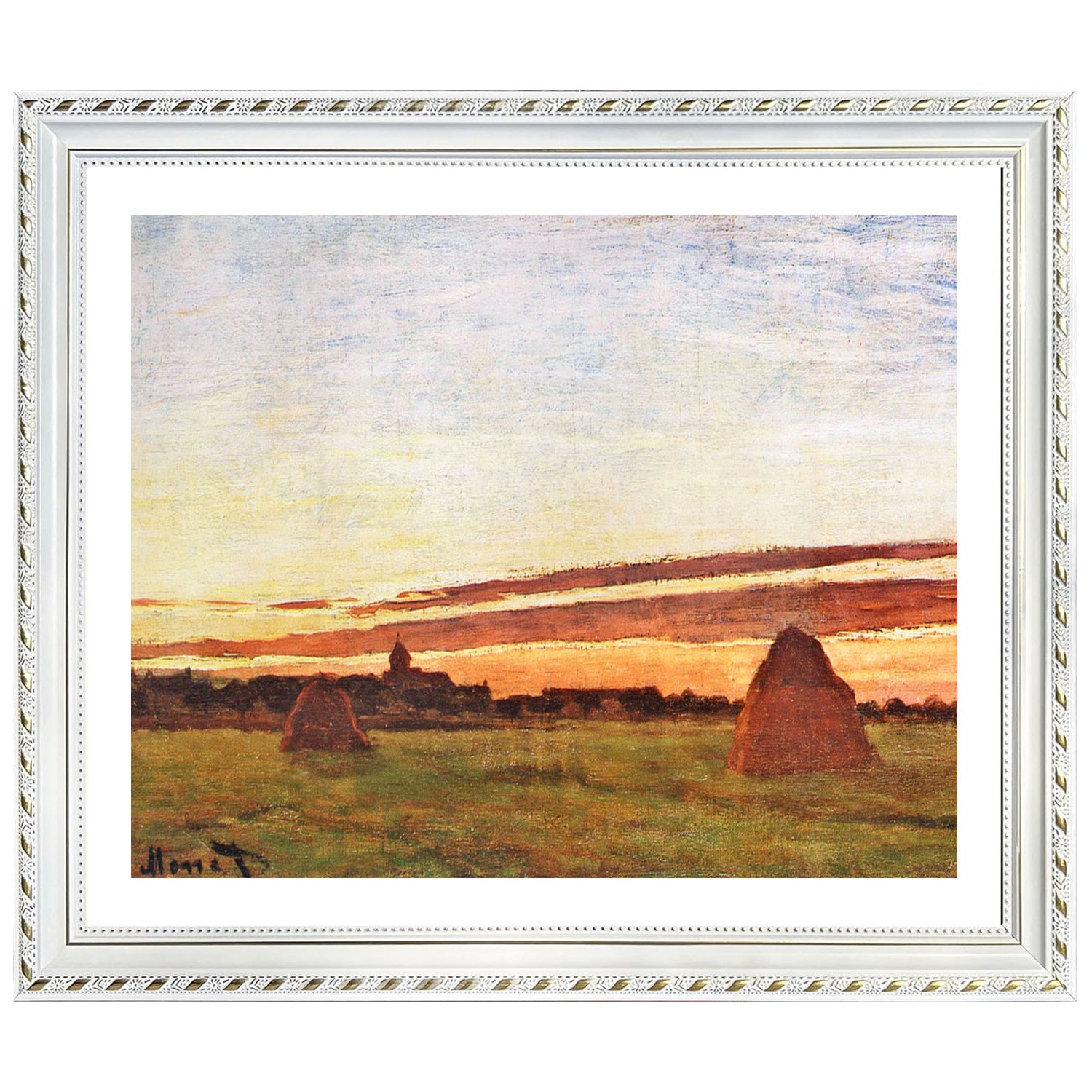 Claude Monet Wall Art Haystacks At Chailly Poster Framed
