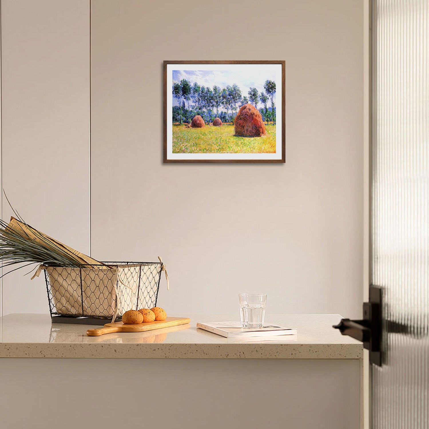 Claude Monet Wall Art Haystacks At Giverny Poster Framed