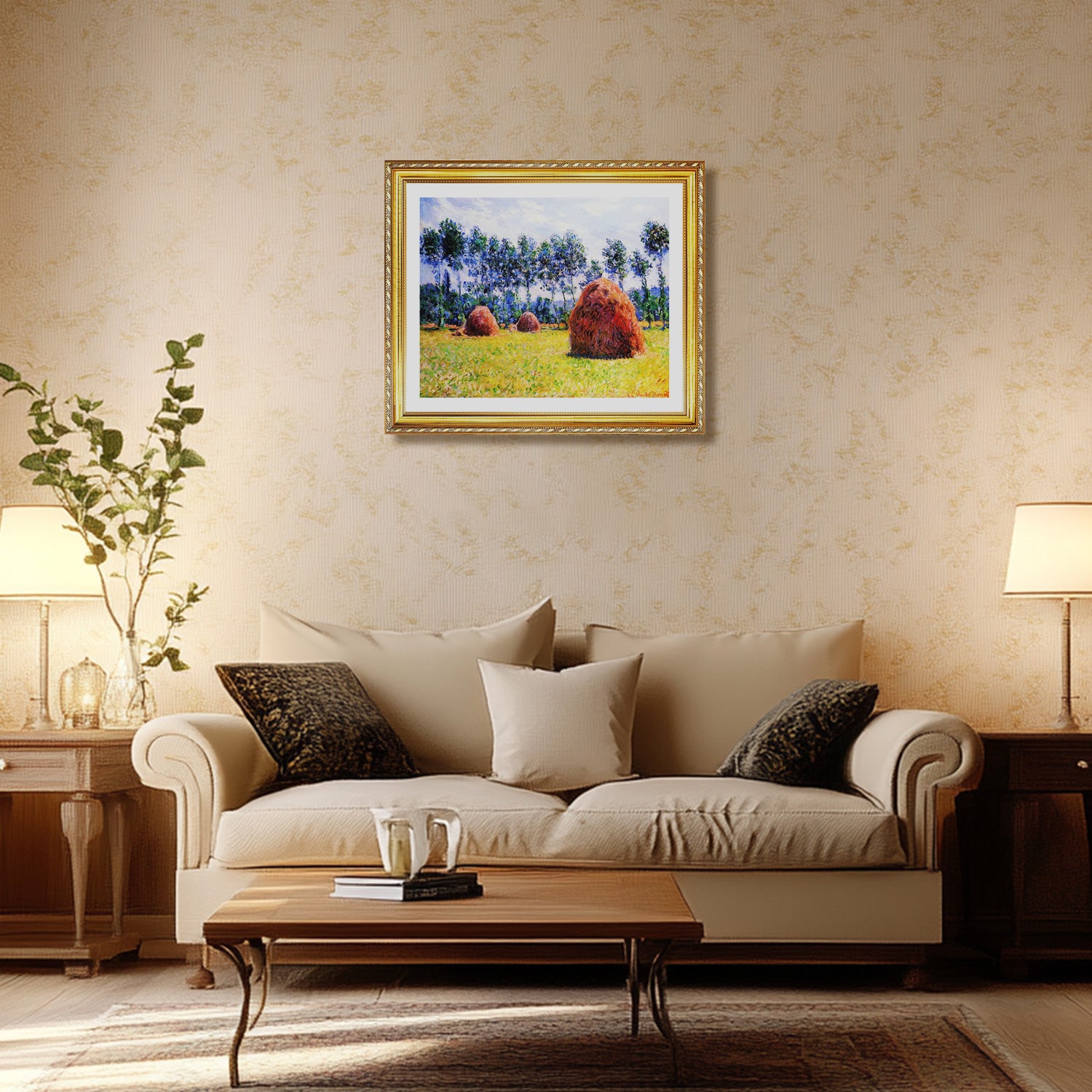 Claude Monet Wall Art Haystacks At Giverny Poster Framed