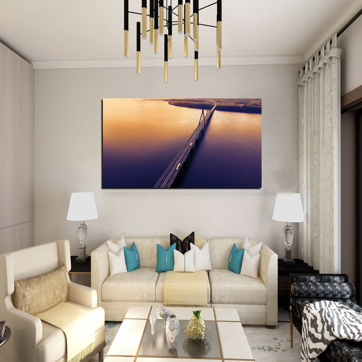 Highway Bridge Evening Canvas Art