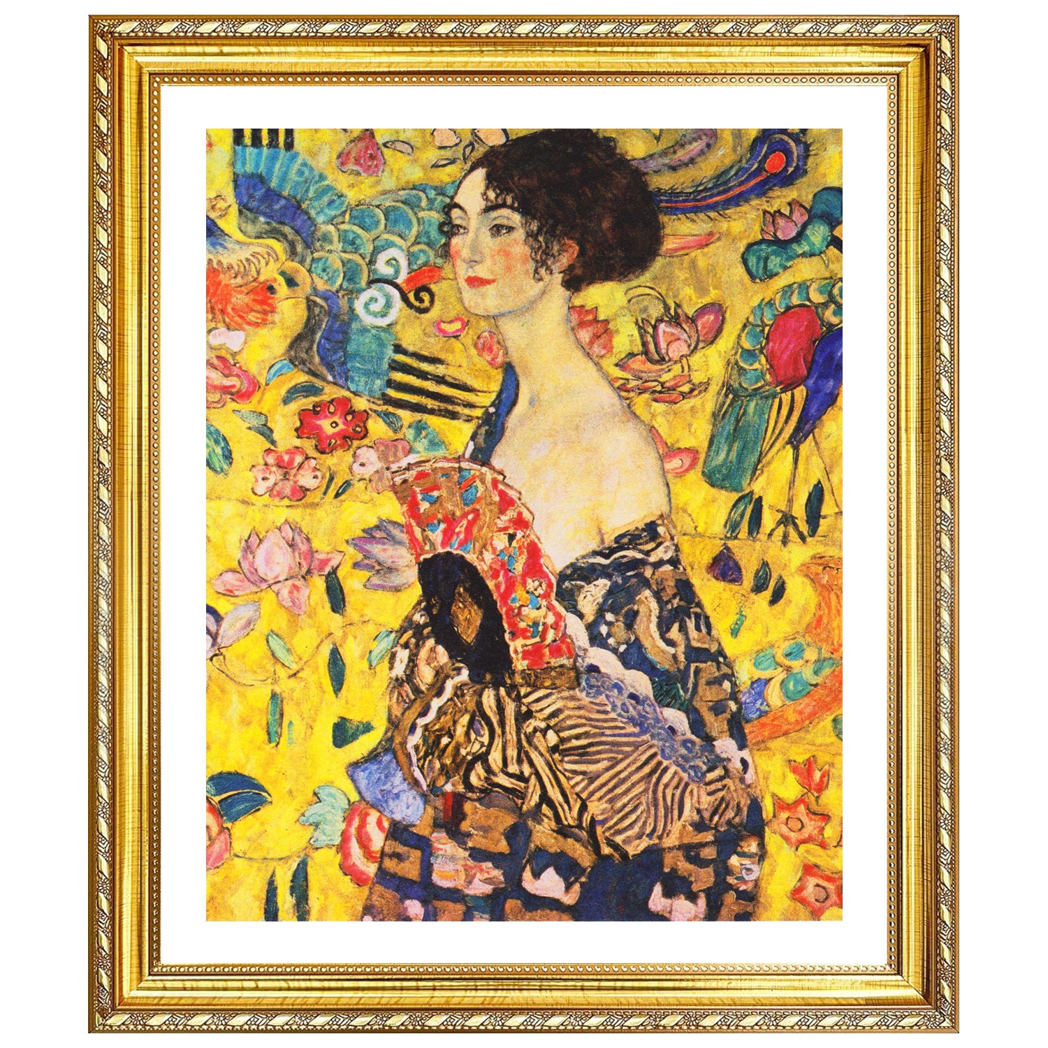 Gustav Klimt Wall Art Lady With Fan Poster Framed Klimt Art