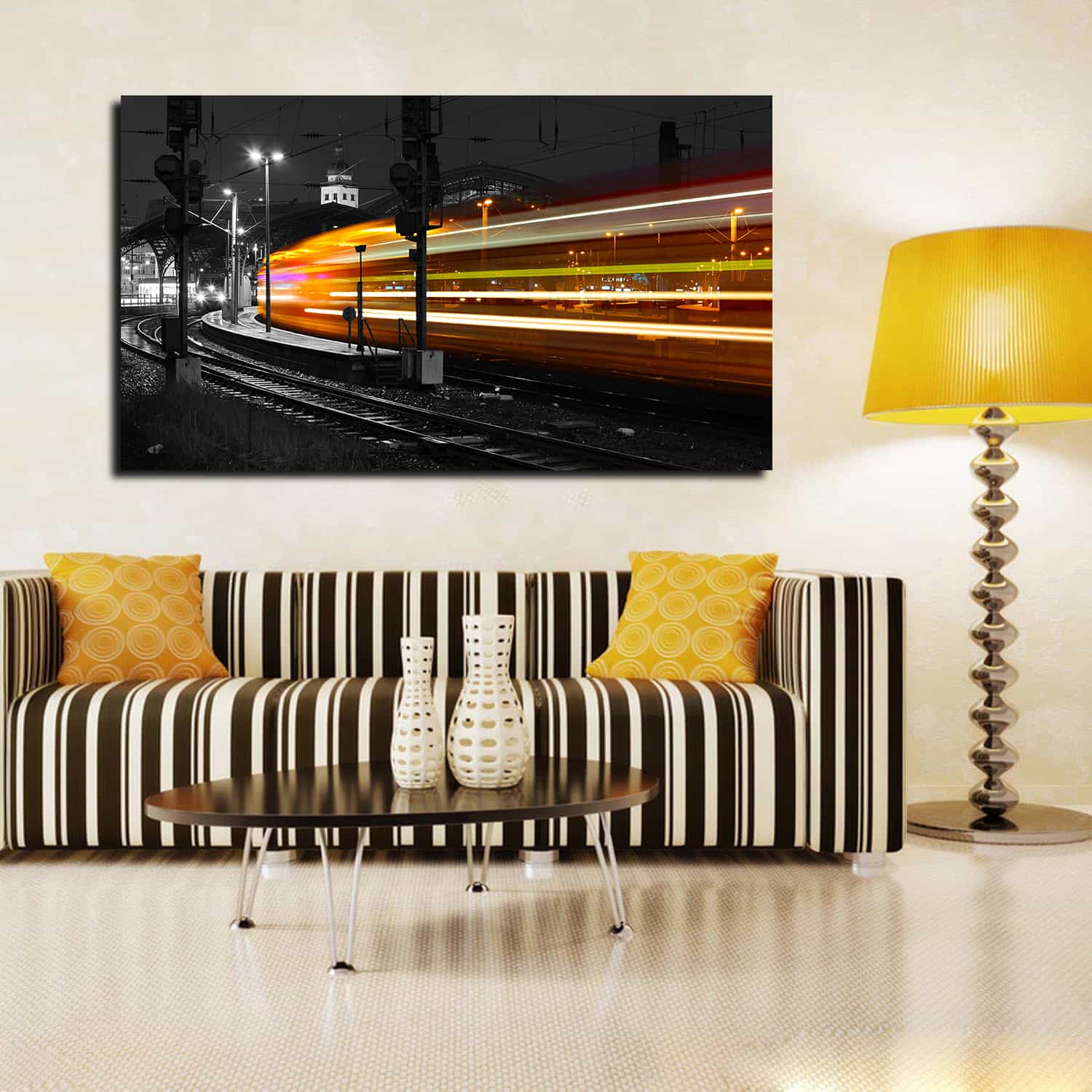 Long Exposure Train Canvas Art