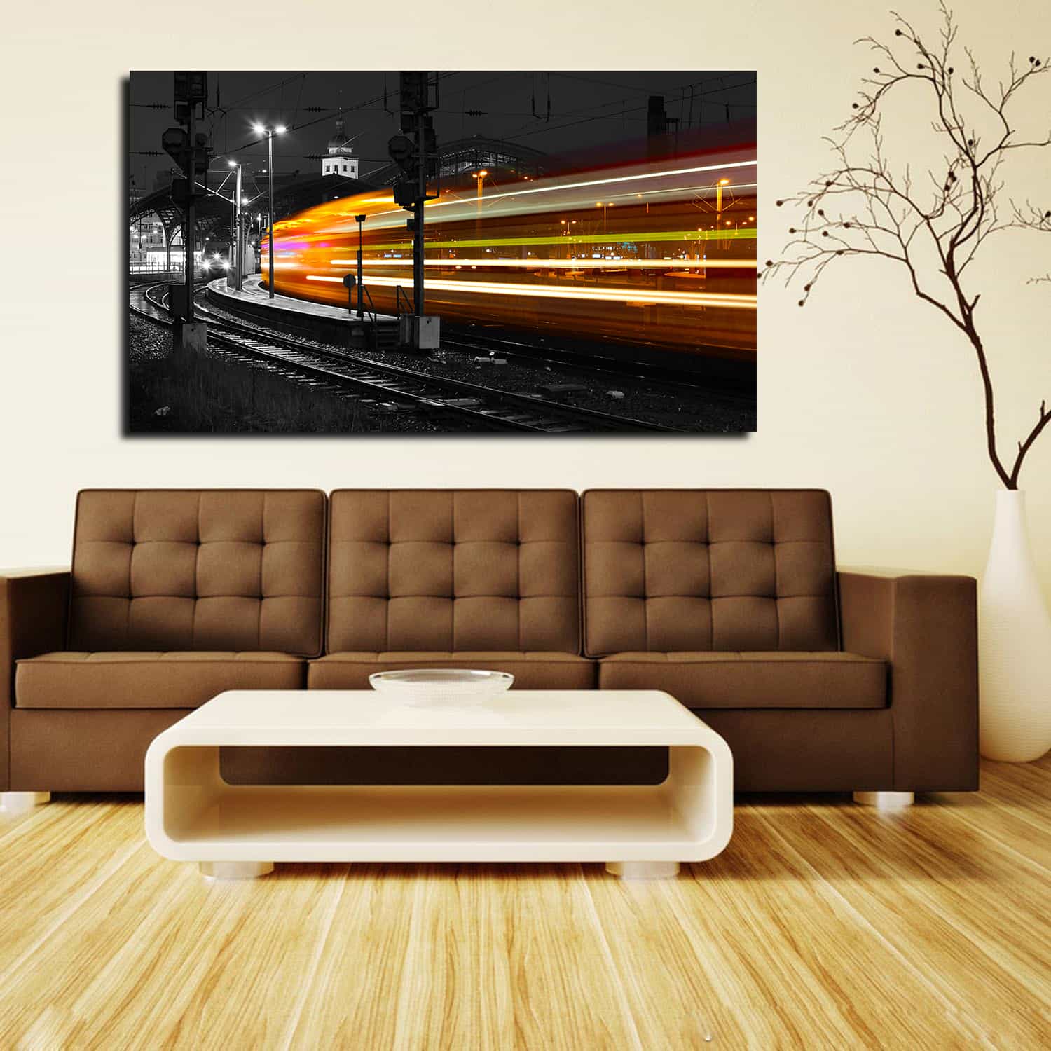 Long Exposure Train Canvas Art