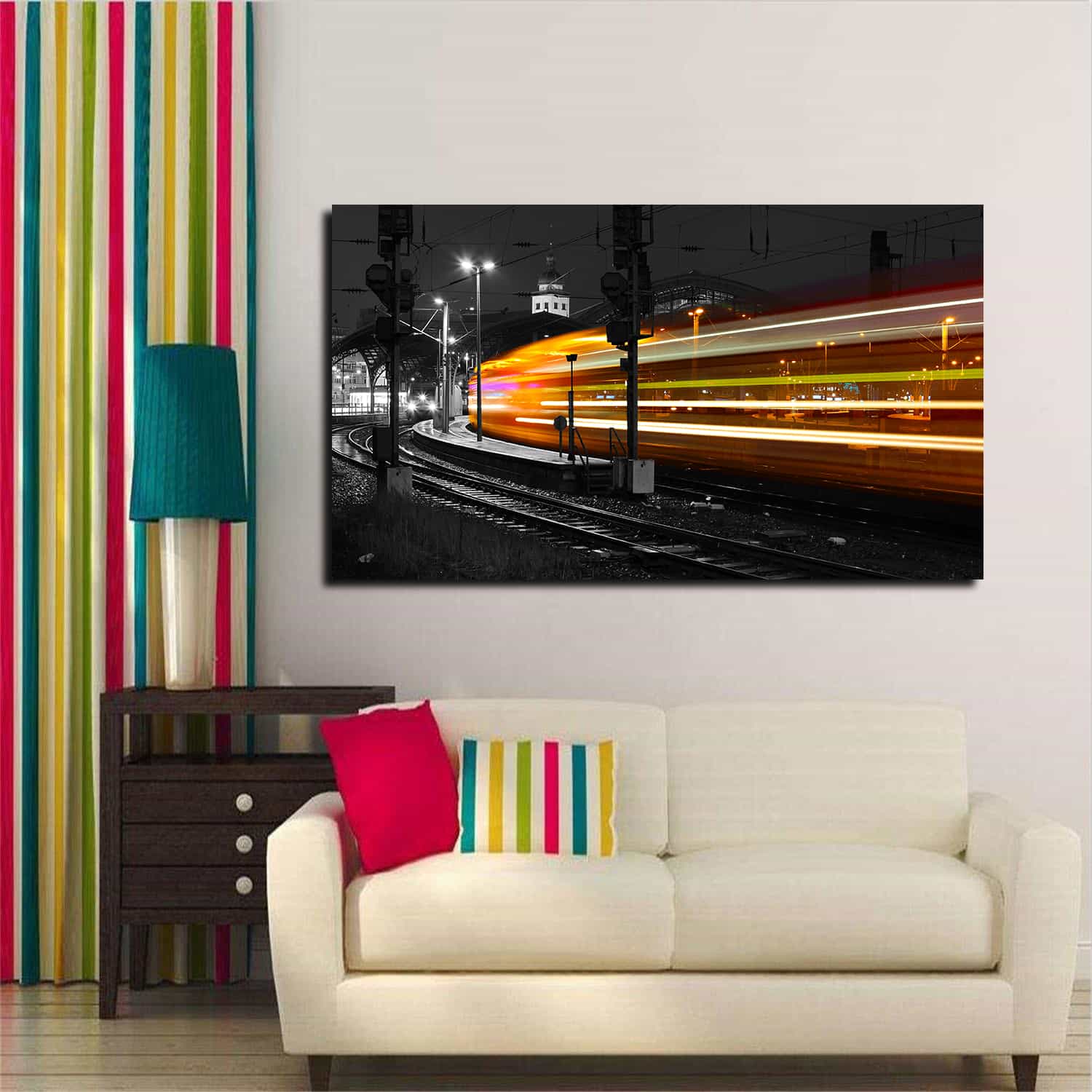 Long Exposure Train Canvas Art