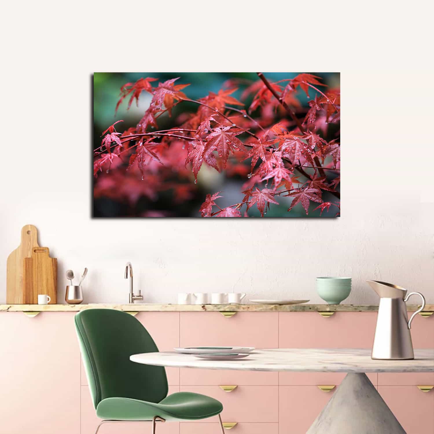 Maple Leafs Water Drops Canvas Art