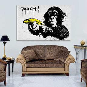 Monkey Banana Gun Canvas Art