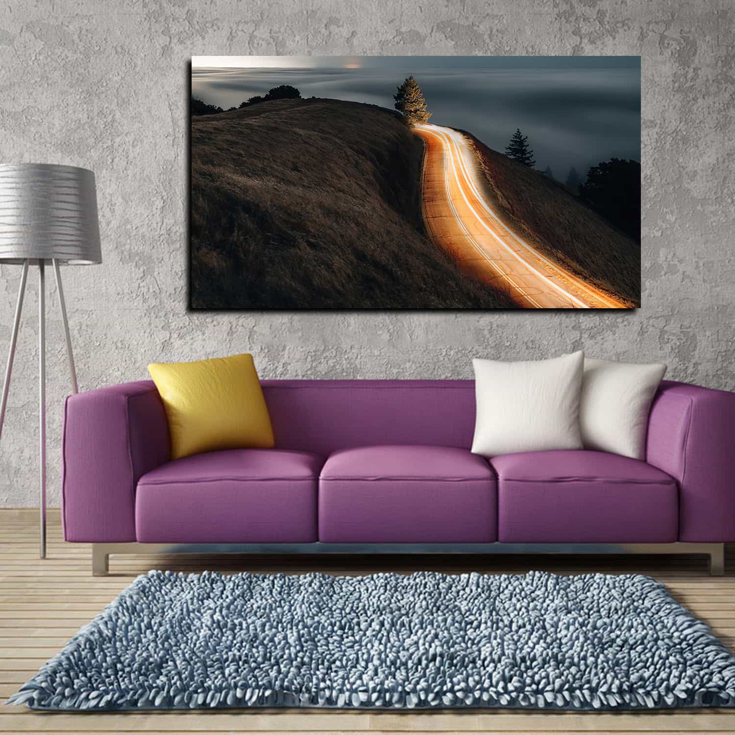 Morning Road Lights Canvas Art