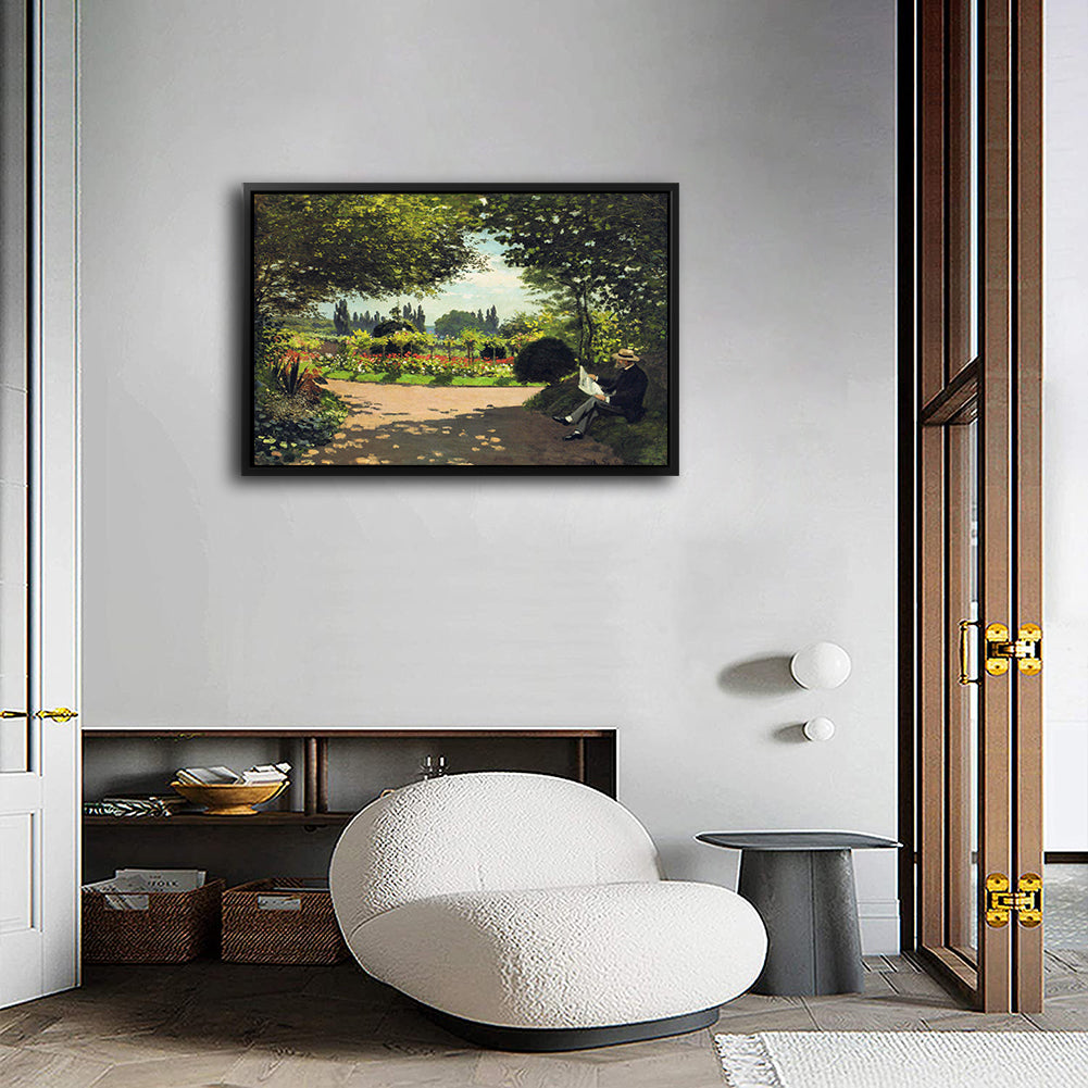 Reading In The Garden Canvas Art