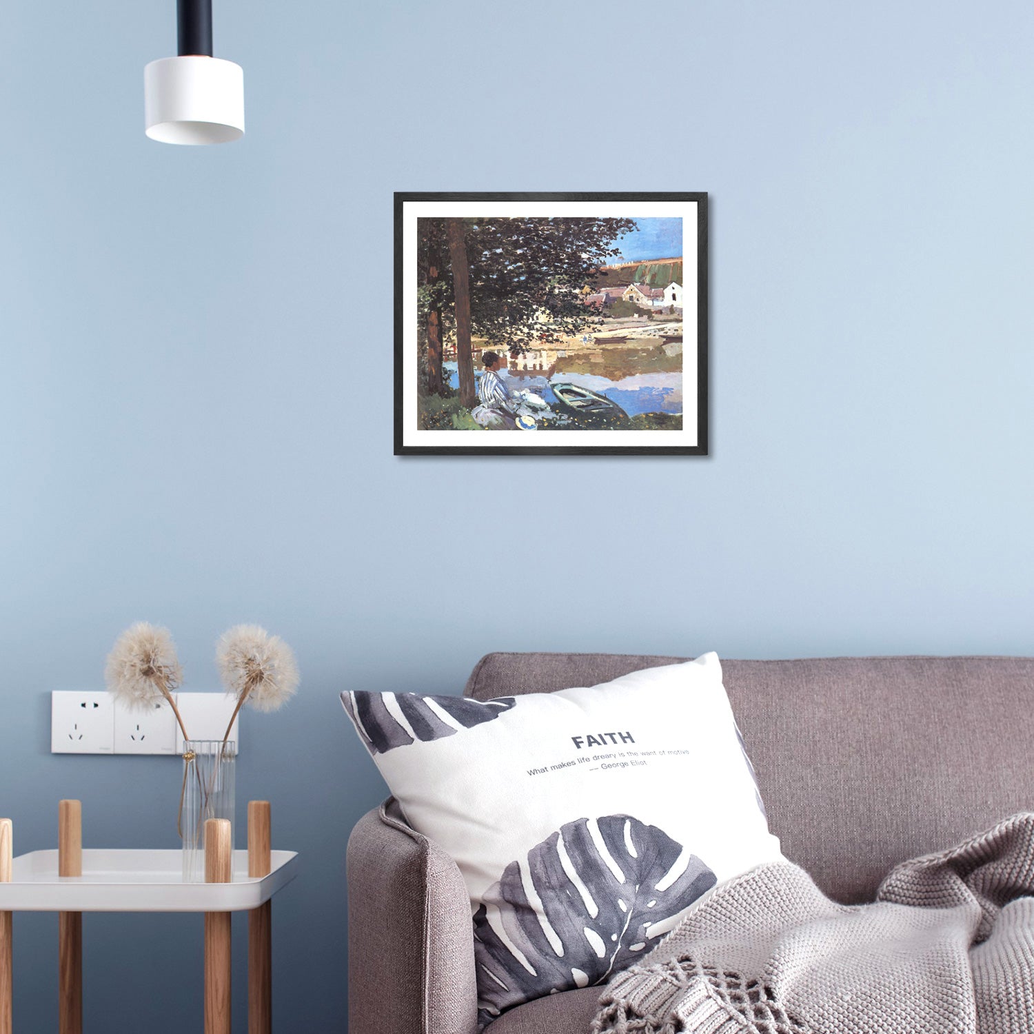 Claude Monet Wall Art River Scene At Bennecourt Poster Framed