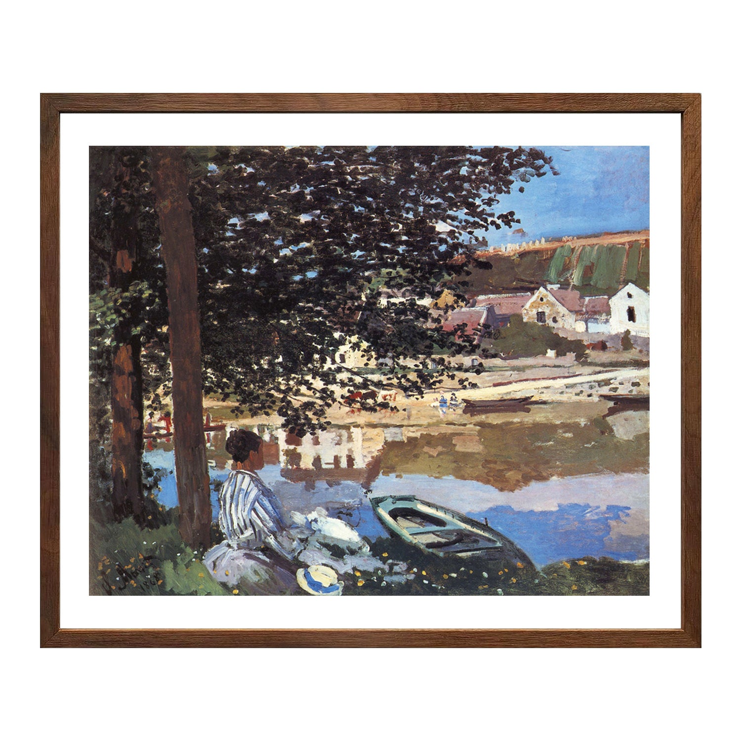 Claude Monet Wall Art River Scene At Bennecourt Poster Framed
