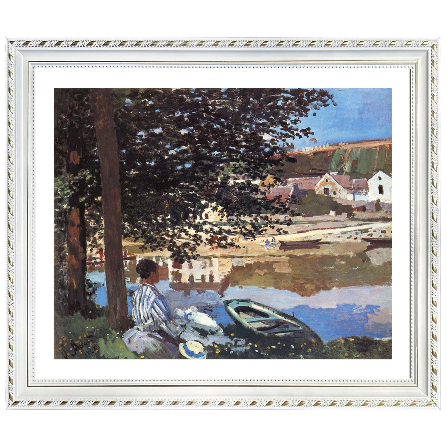 Claude Monet Wall Art River Scene At Bennecourt Poster Framed