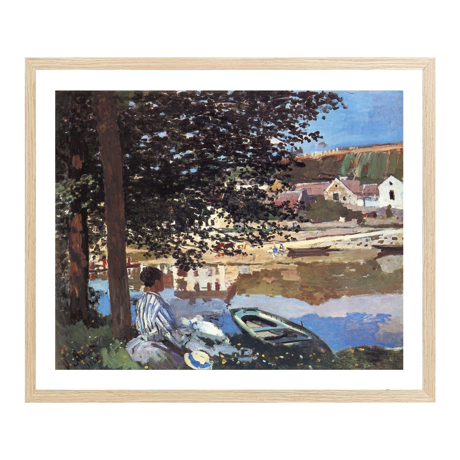 Claude Monet Wall Art River Scene At Bennecourt Poster Framed