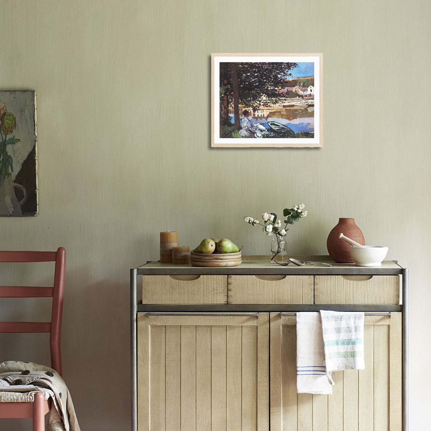 Claude Monet Wall Art River Scene At Bennecourt Poster Framed