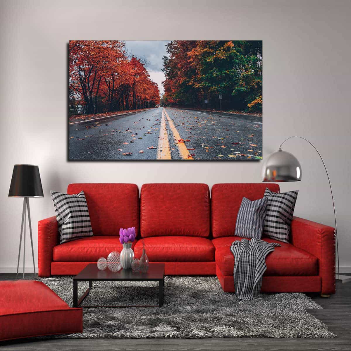 Road Between Autumn Trees Canvas Art