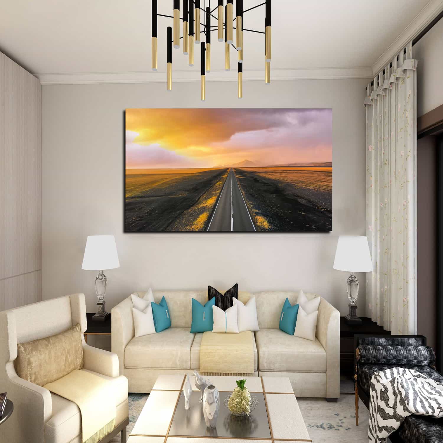 Road Sunset Canvas Art
