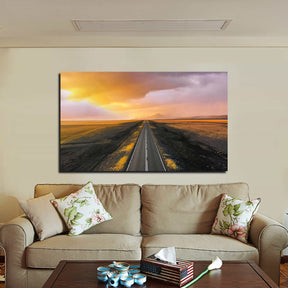 Road Sunset Canvas Art