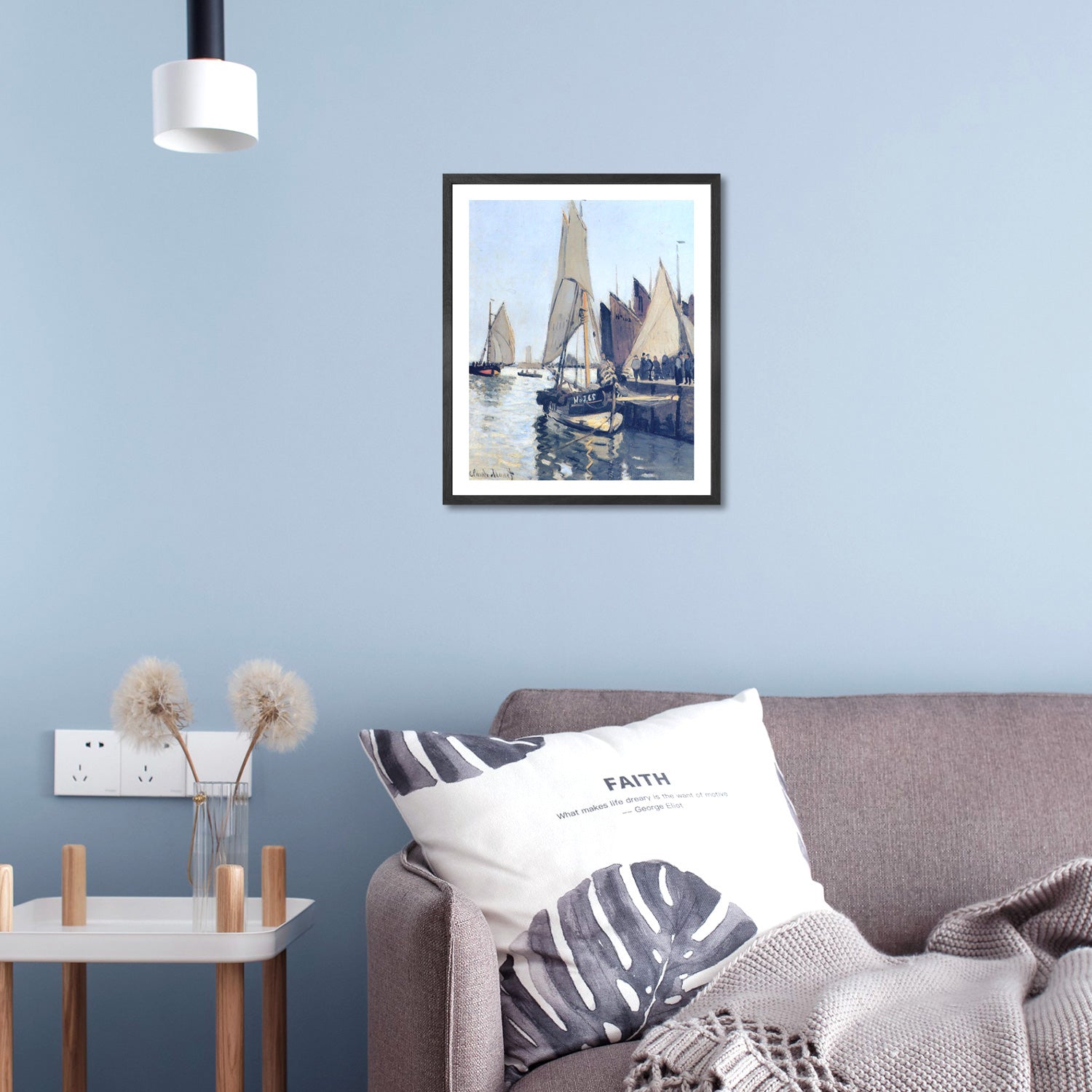 Claude Monet Wall Art Sailing Boats At Honfleur Poster Framed