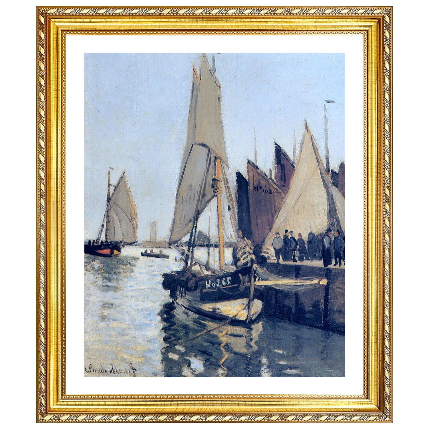 Claude Monet Wall Art Sailing Boats At Honfleur Poster Framed