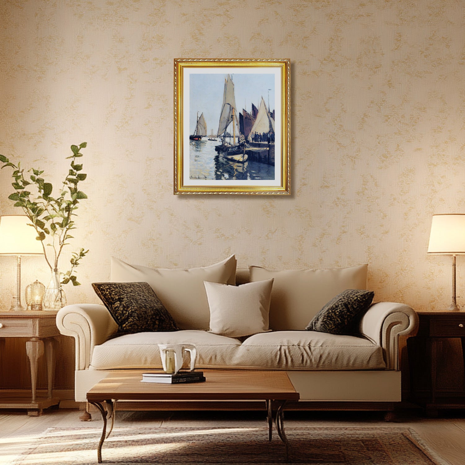 Claude Monet Wall Art Sailing Boats At Honfleur Poster Framed