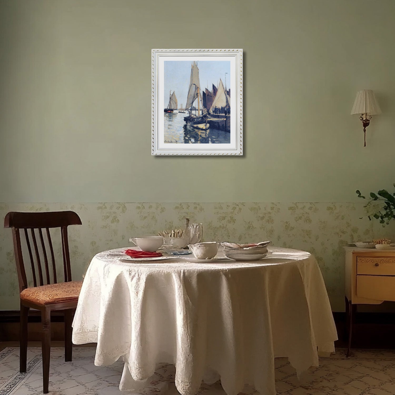 Claude Monet Wall Art Sailing Boats At Honfleur Poster Framed