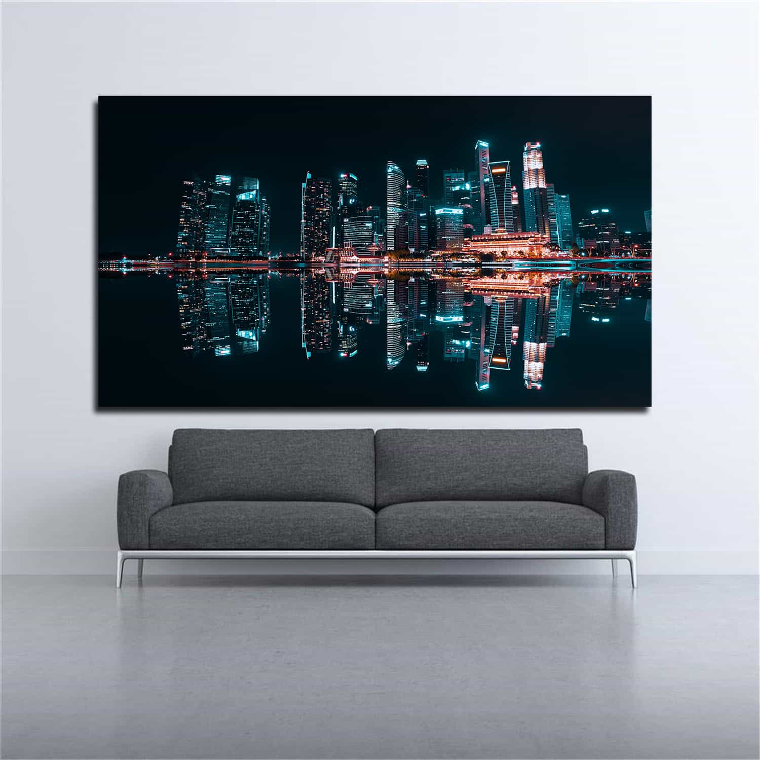 Skyscraper Reflection Buildings In Water Canvas Art