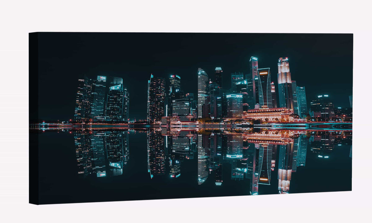 Skyscraper Reflection Buildings In Water Canvas Art